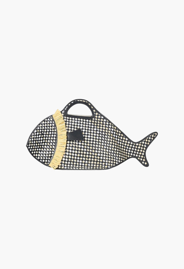 Cleo Fish Basket Tote Black Natural