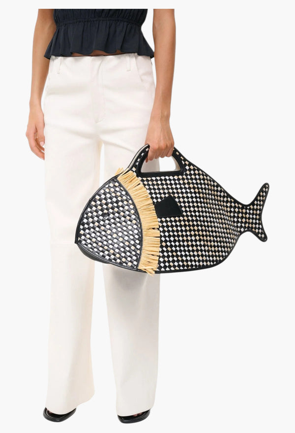 Cleo Fish Basket Tote Black Natural