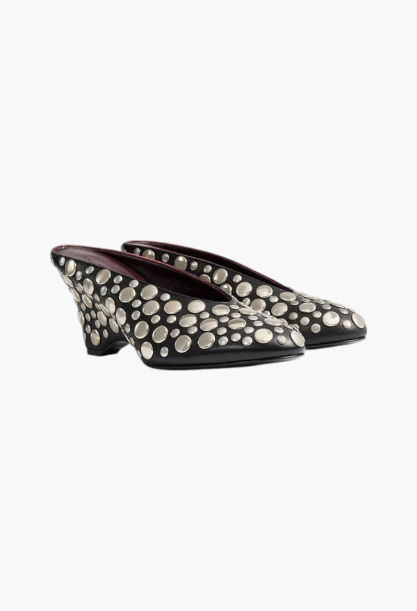 Cloak Wedge - Black Leather with Silver Studs