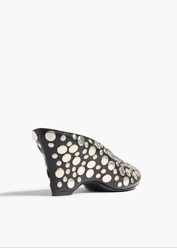 Cloak Wedge - Black Leather with Silver Studs