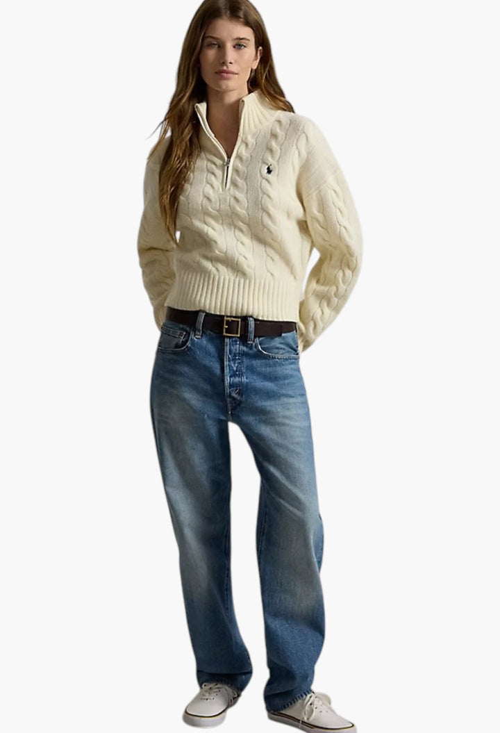 Cable Wool-Cashmere Half-Zip Jumper