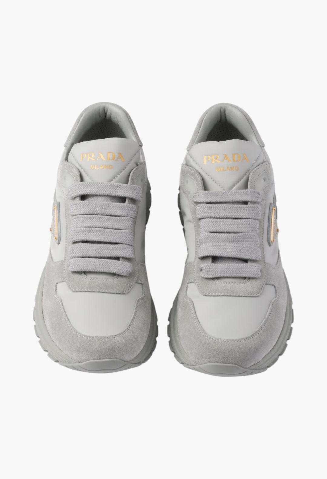 Cloudy Gray - Prax 2.0 Re-Nylon and suede sneakers - GLAM MODA