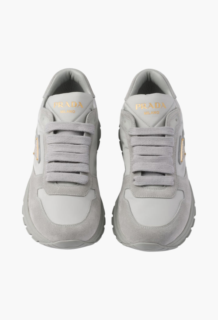 Cloudy Gray - Prax 2.0 Re-Nylon and suede sneakers - GLAM MODA