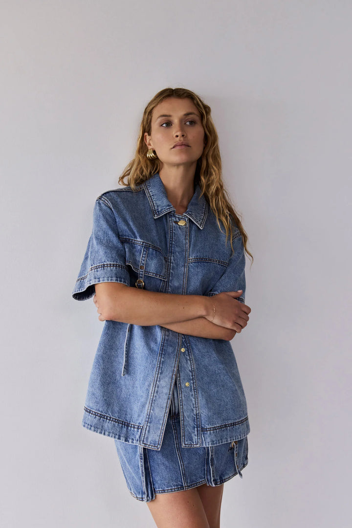 Coastal wash - Juno Denim Shirt - GLAM MODA