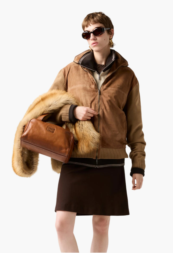 Cocoa Brown - Fabric Stitch Knit Skirt - GLAM MODA