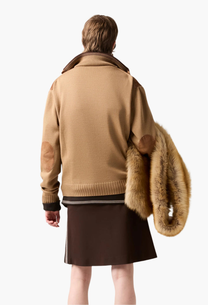 Cocoa Brown - Fabric Stitch Knit Skirt - GLAM MODA