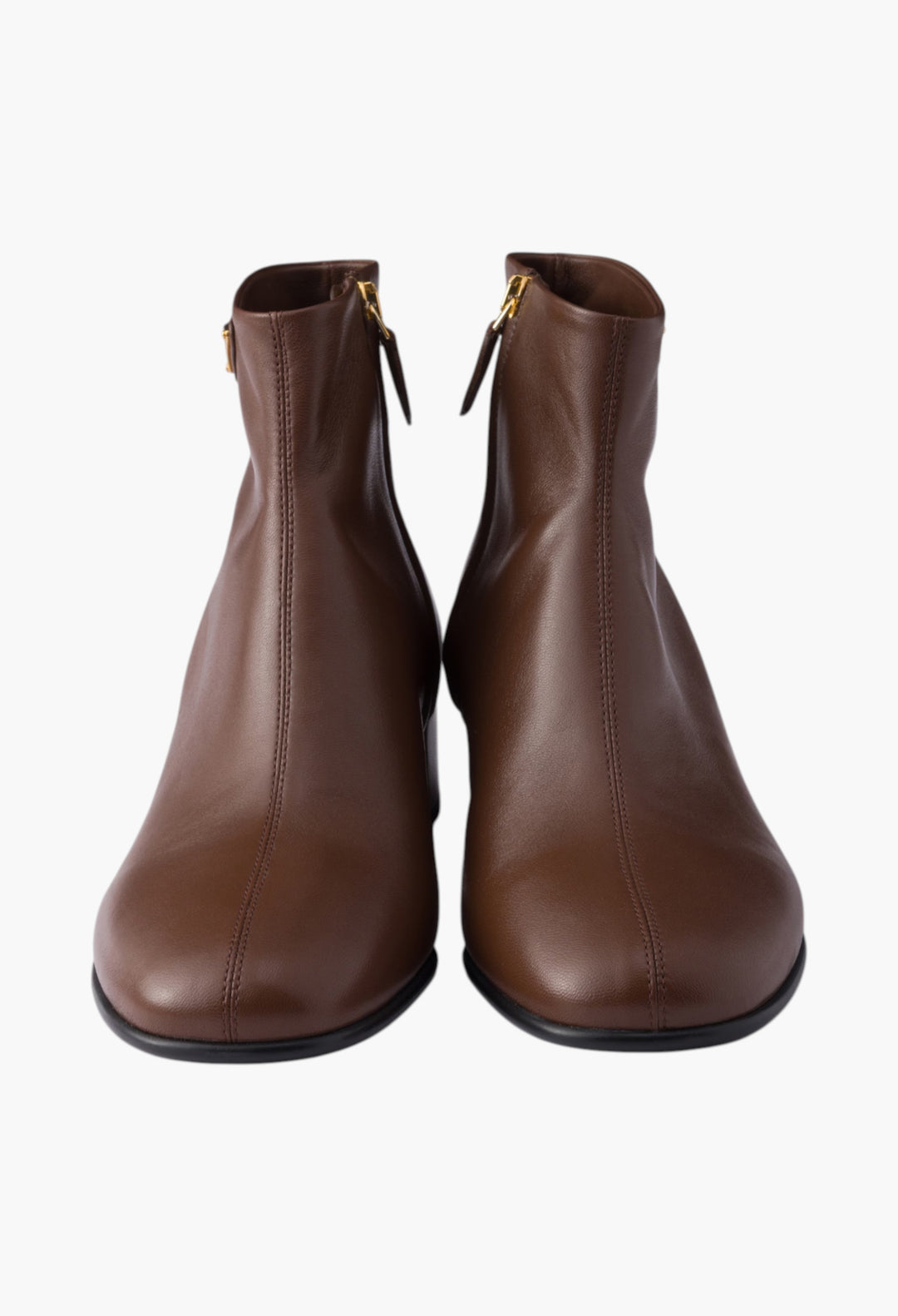 Cocoa Brown - Nappa Leather Booties - GLAM MODA