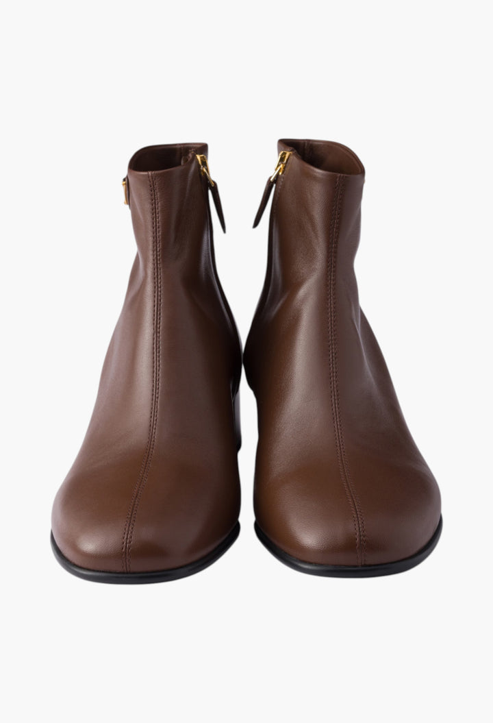 Cocoa Brown - Nappa Leather Booties - GLAM MODA