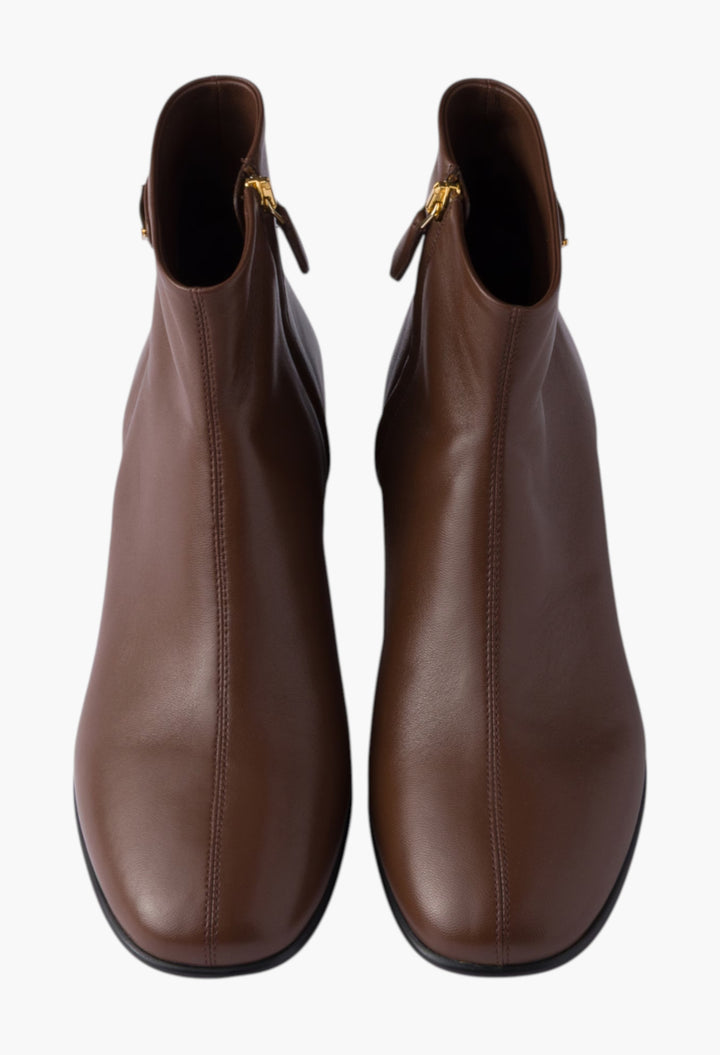 Cocoa Brown - Nappa Leather Booties - GLAM MODA