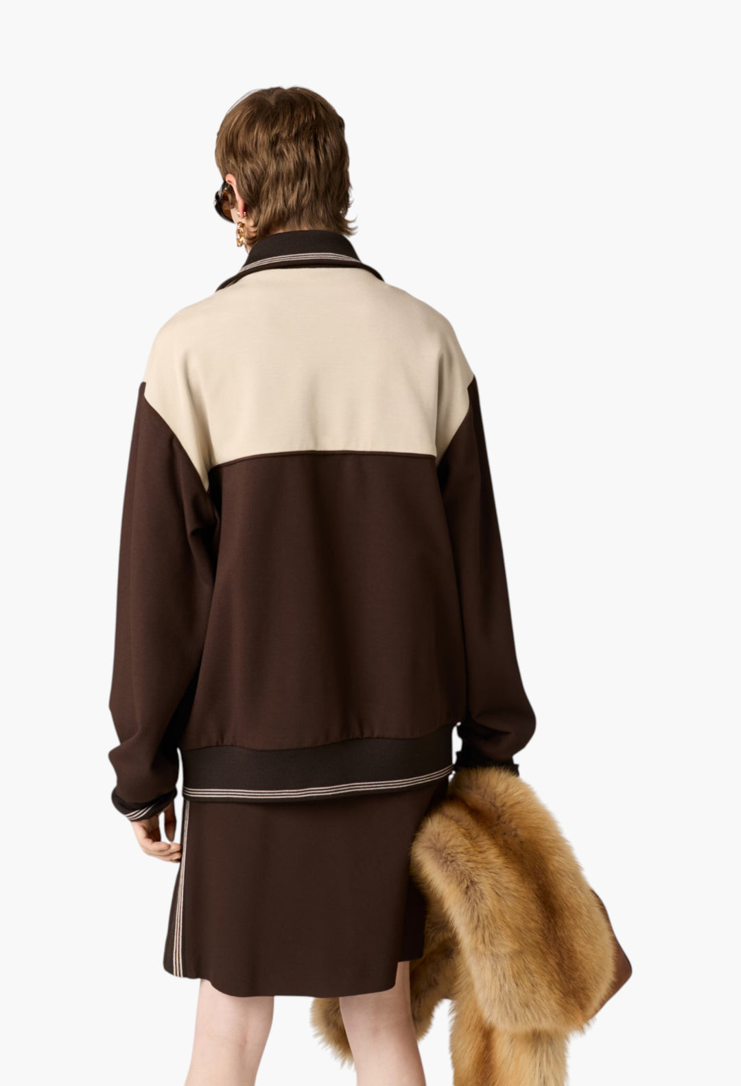 Cocoa Brown/Sand - Zipper Sweatshirt - GLAM MODA