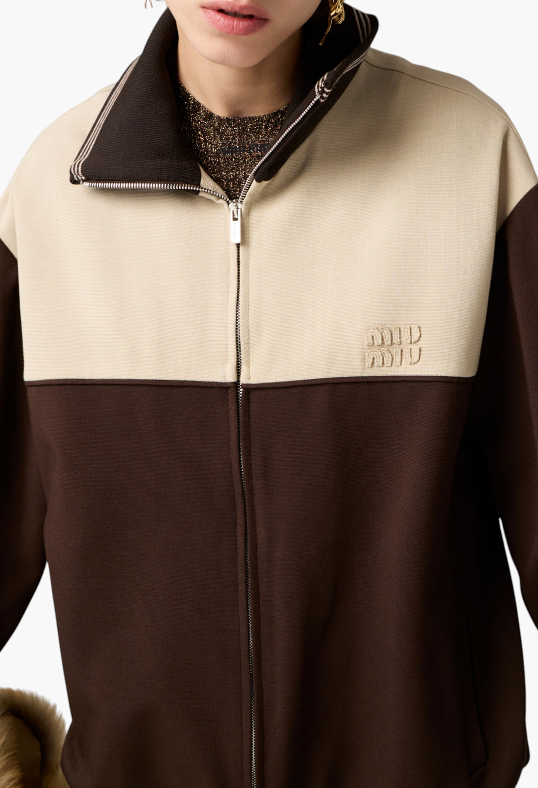 Cocoa Brown/Sand - Zipper Sweatshirt - GLAM MODA