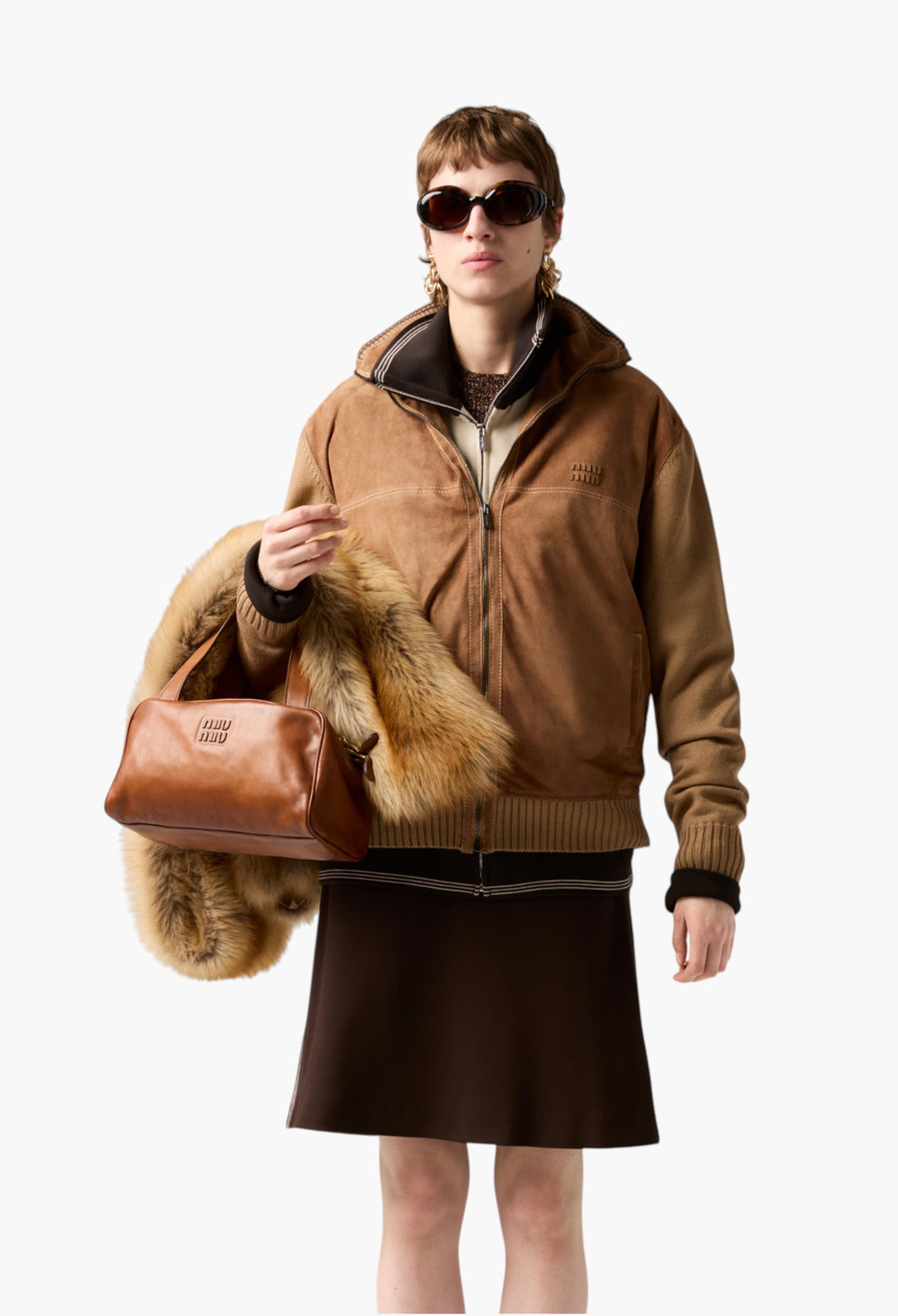 Cocoa Brown/Sand - Zipper Sweatshirt - GLAM MODA