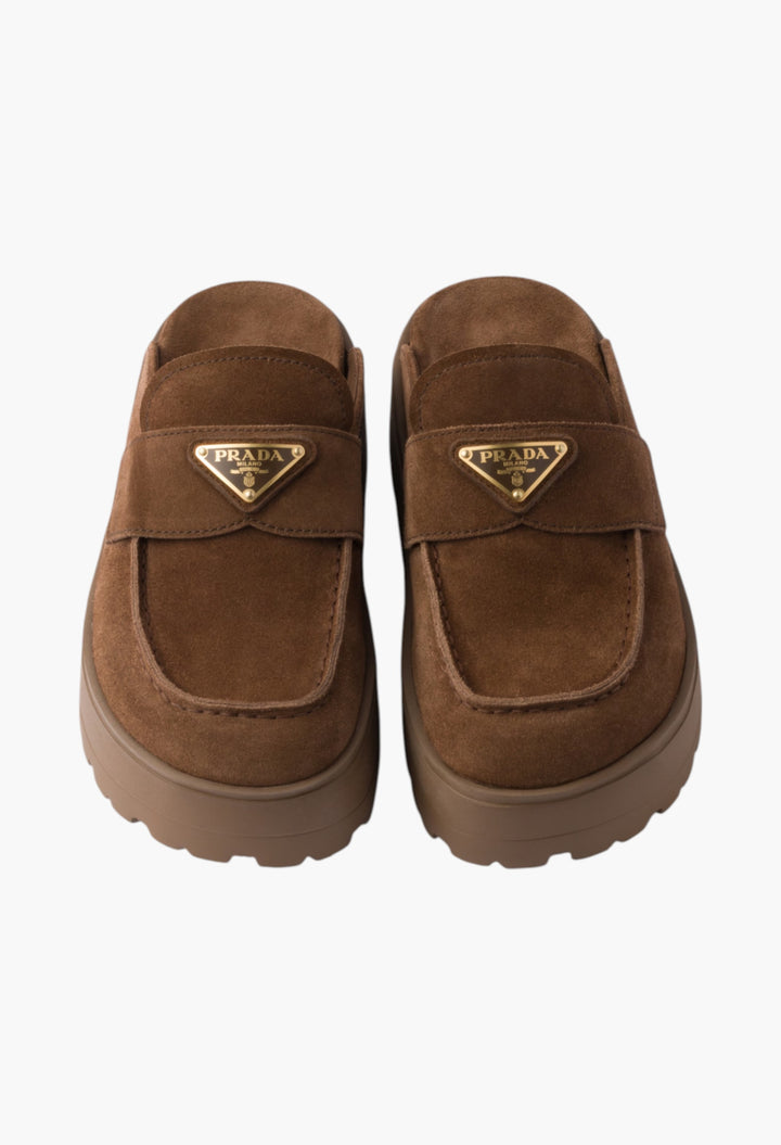 Cocoa Brown - Suede Flatform Mules - GLAM MODA