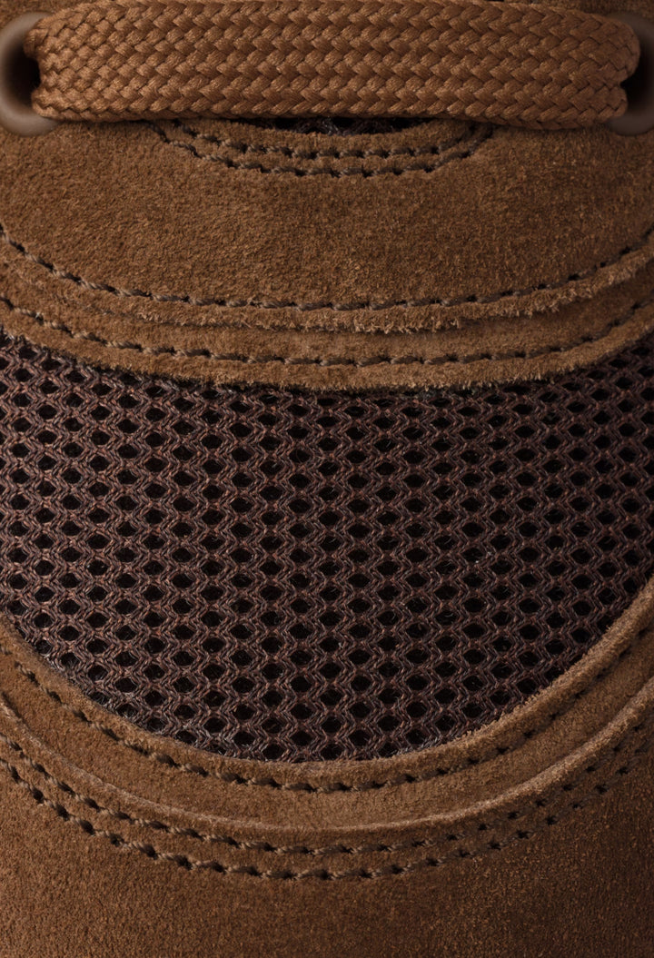 Cocoa Brown - Trail Mesh Fabric And Suede Mules - GLAM MODA