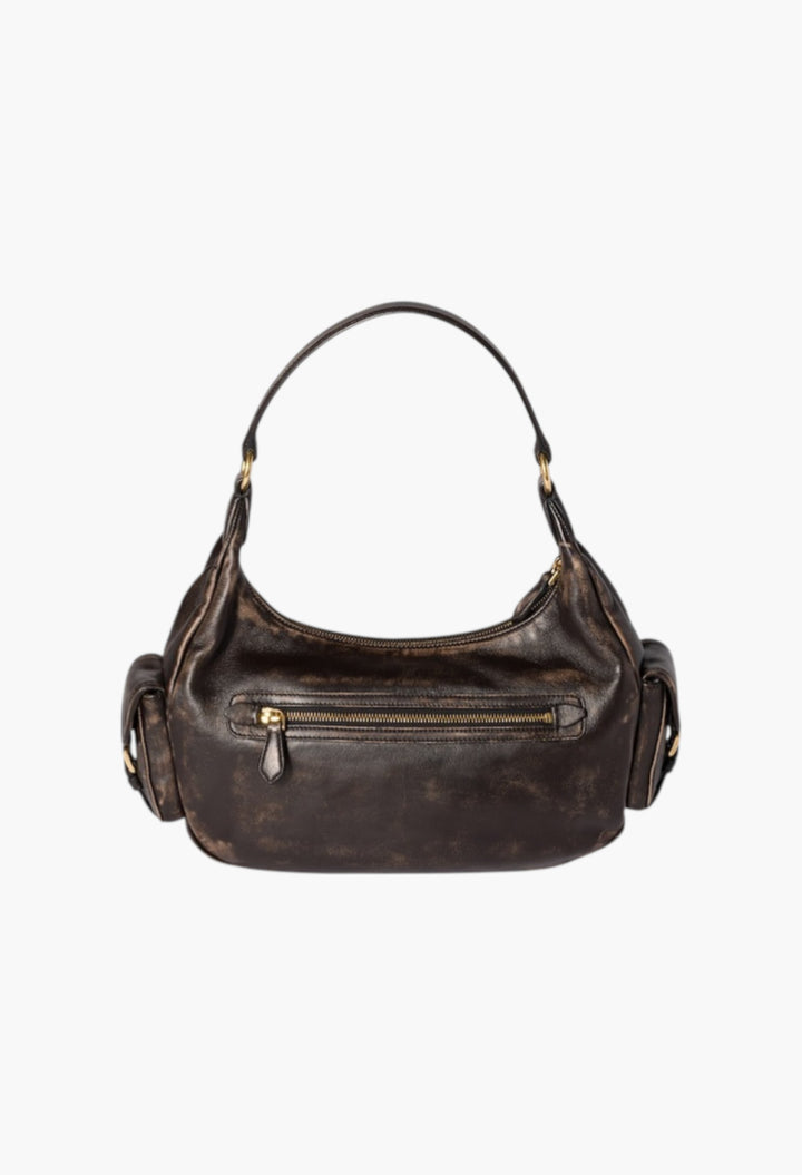 Coffee - Pocket Nappa Leather Bag - GLAM MODA