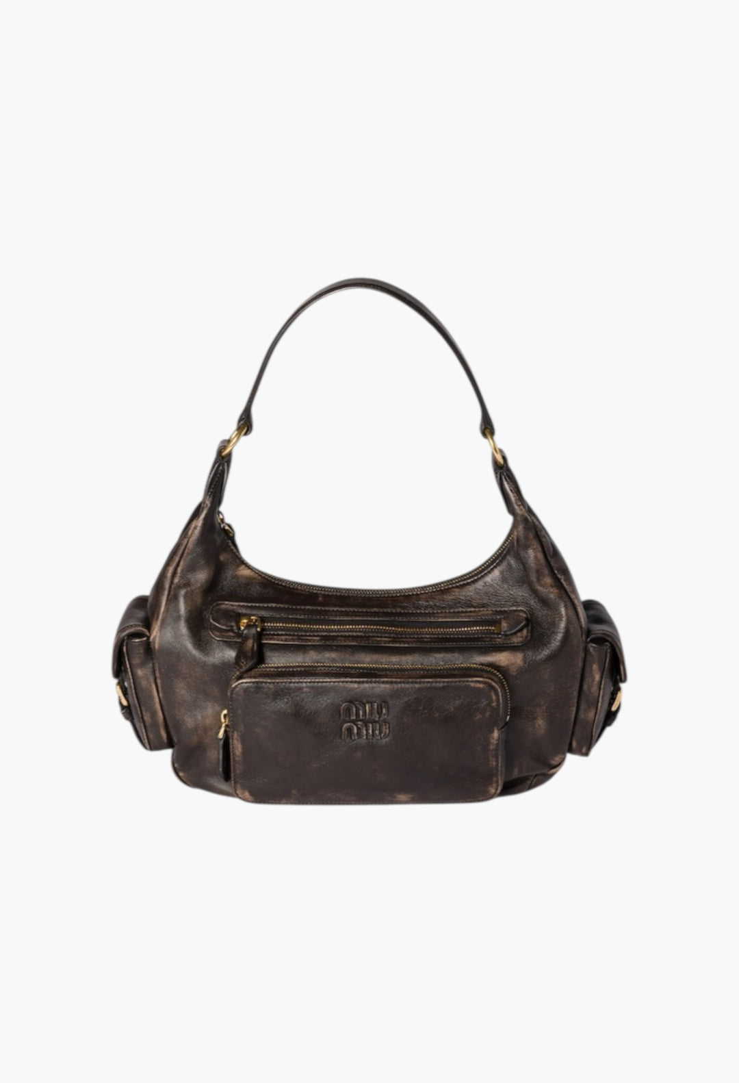 Coffee - Pocket Nappa Leather Bag - GLAM MODA
