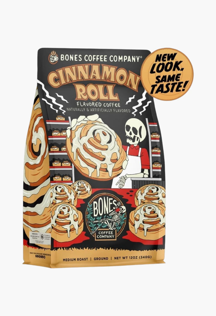 Bones Coffee Company Decaf Cinnamon Roll Decaffeinated Flavored Coffee