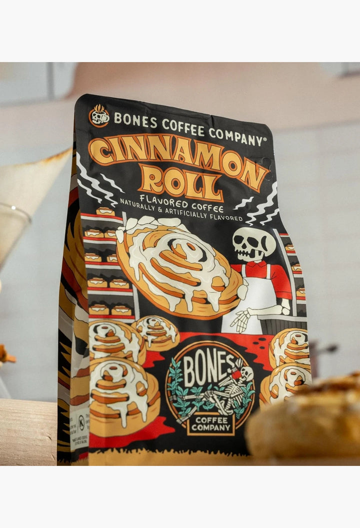 Bones Coffee Company Decaf Cinnamon Roll Decaffeinated Flavored Coffee