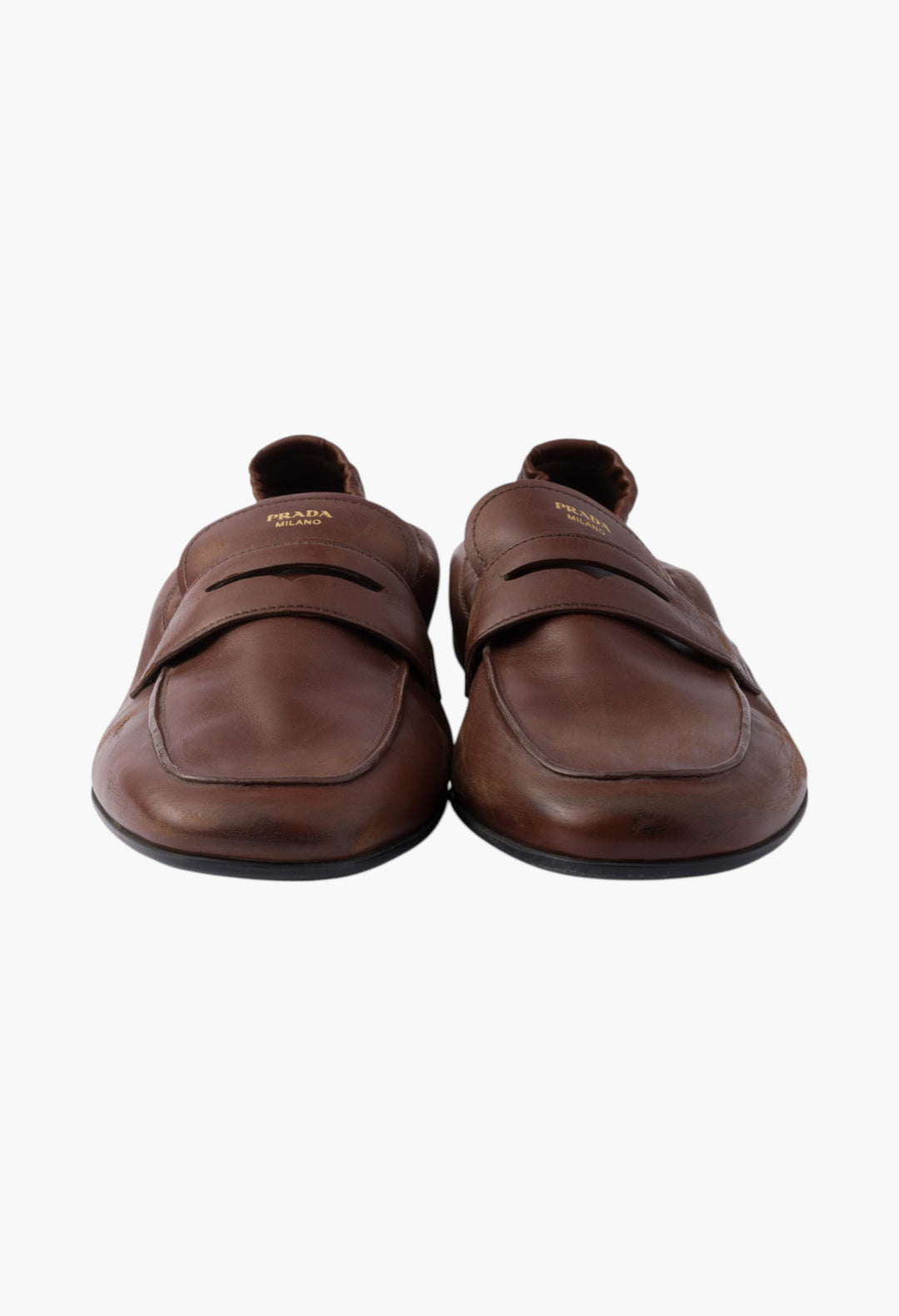 Cognac - Shuffle Antiqued Leather Loafers - GLAM MODA