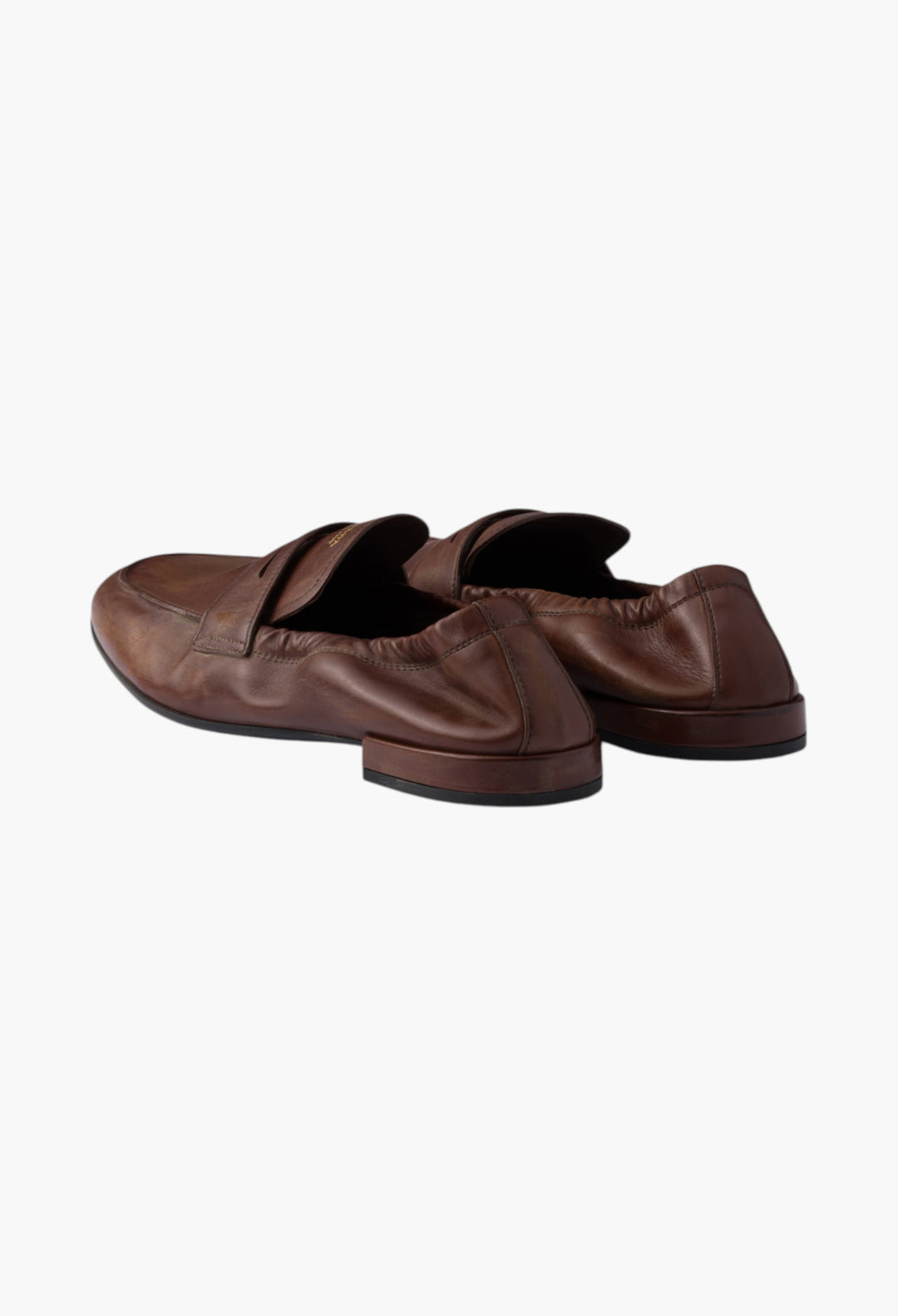 Cognac - Shuffle Antiqued Leather Loafers - GLAM MODA
