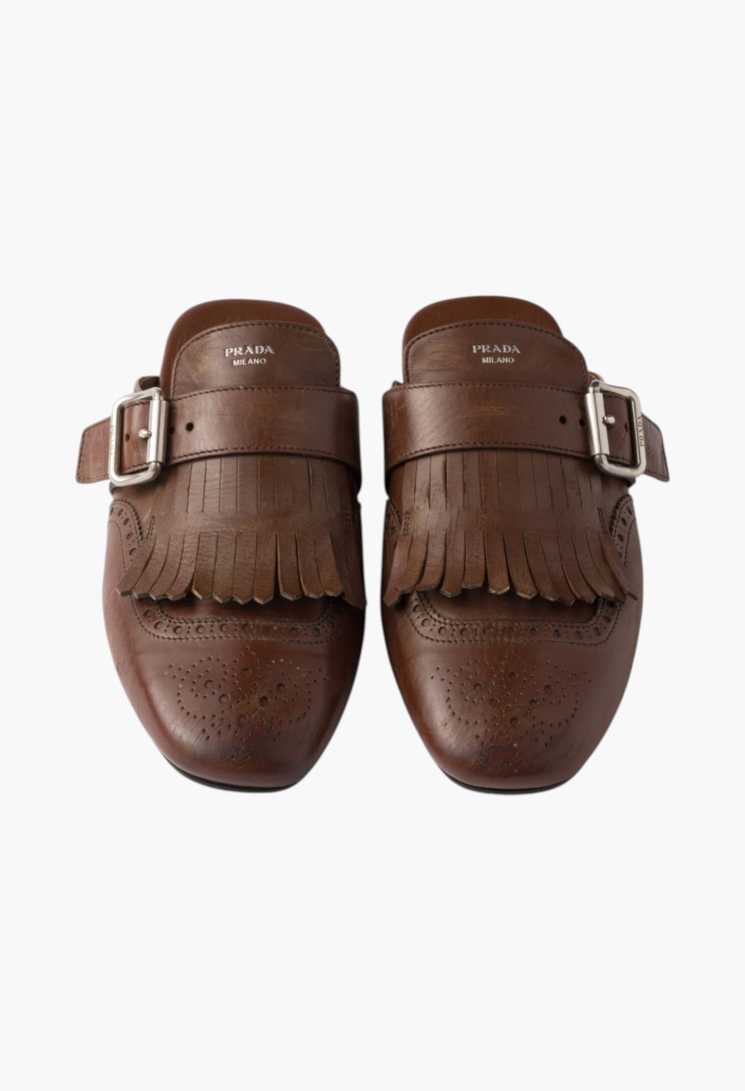 Cognac - Shuffle Fringed Leather Mules - GLAM MODA