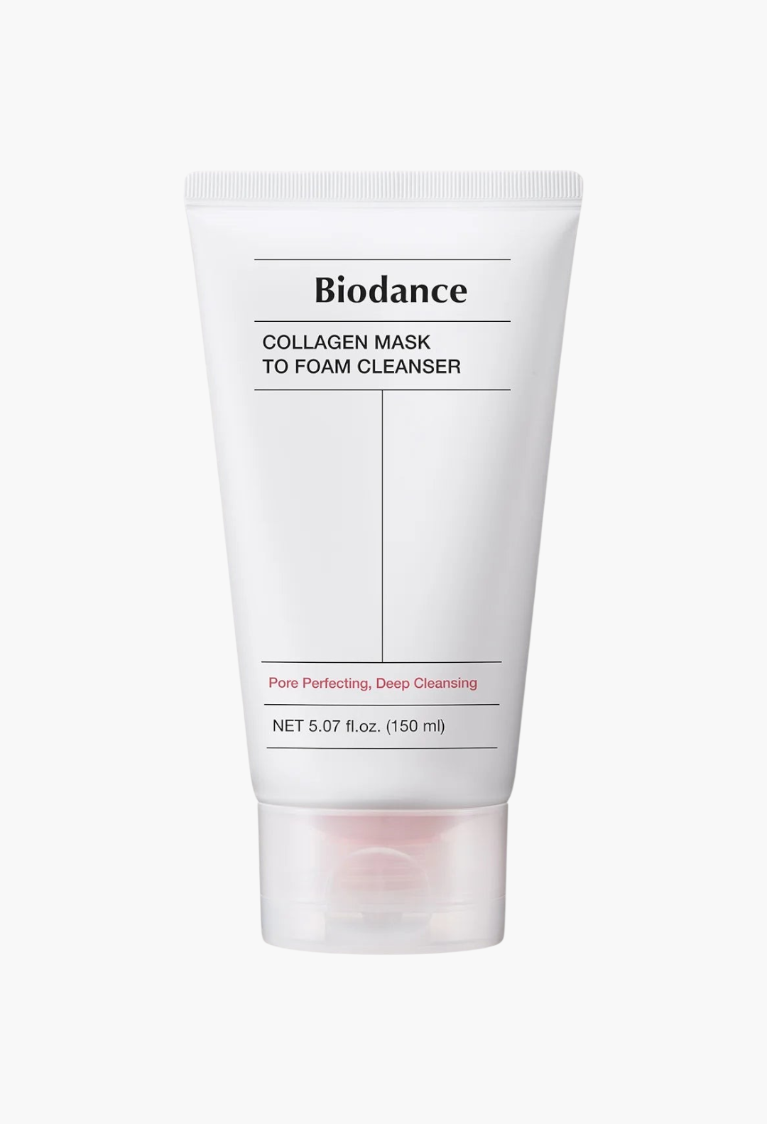 GLAM MODA Biodance Collagen Mask to Foam Cleanser in a white squeeze tube for pore perfecting and deep cleansing.