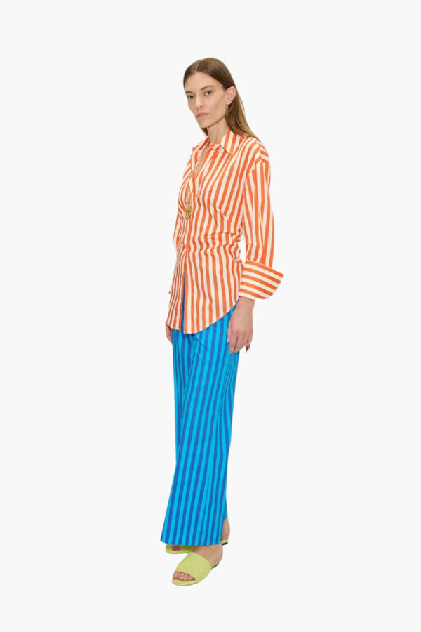 Coral Cabana Stripe - Loch Striped Poplin Button Up