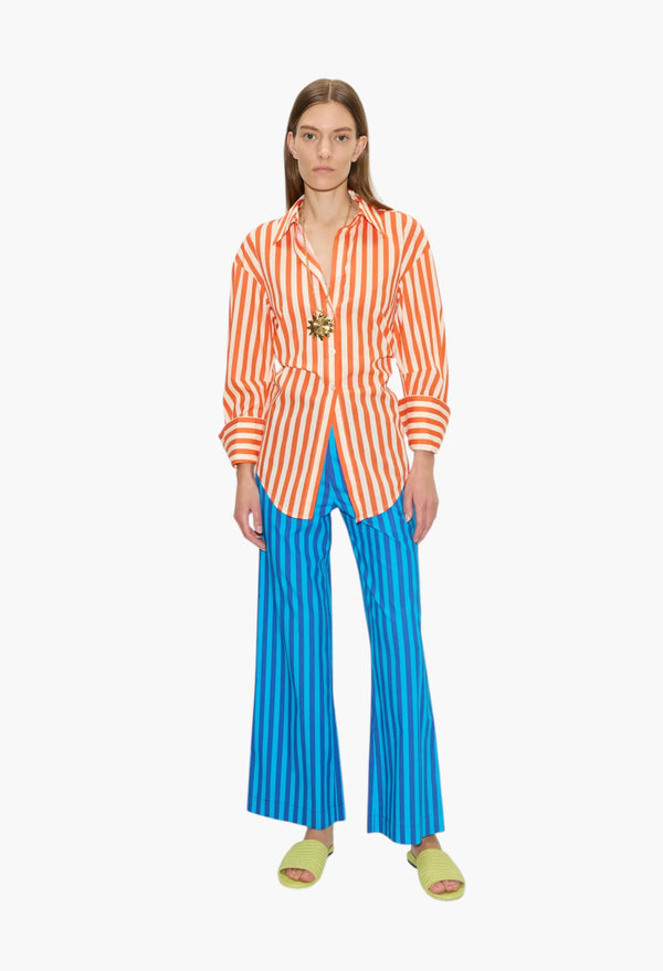 Coral Cabana Stripe - Loch Striped Poplin Button Up