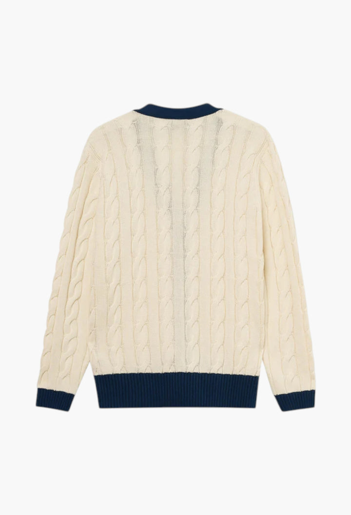 Coup Cardigan -  Off White/ Navy Blue Rib - GLAM MODA