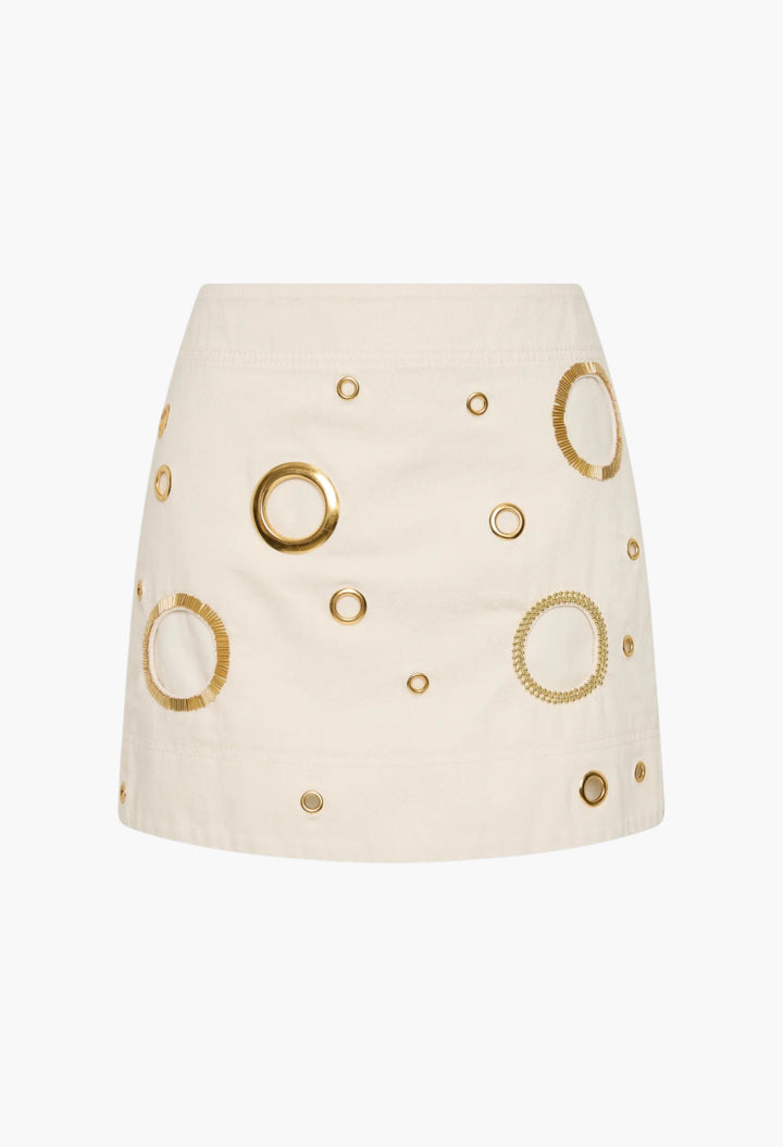 Cream - Stella Denim Mini Skirt - GLAM MODA