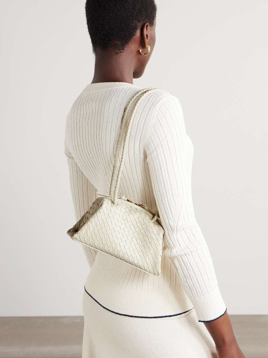 Cream - Tokyo Intrecciato Leather Shoulder Bag - GLAM MODA