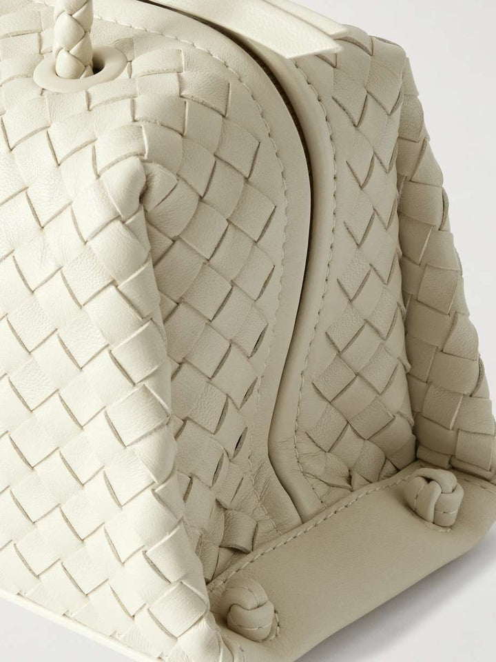 Cream - Tokyo Intrecciato Leather Shoulder Bag - GLAM MODA