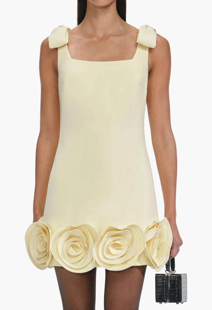 Crepe 3d Flower Mini Dress - GLAM MODA