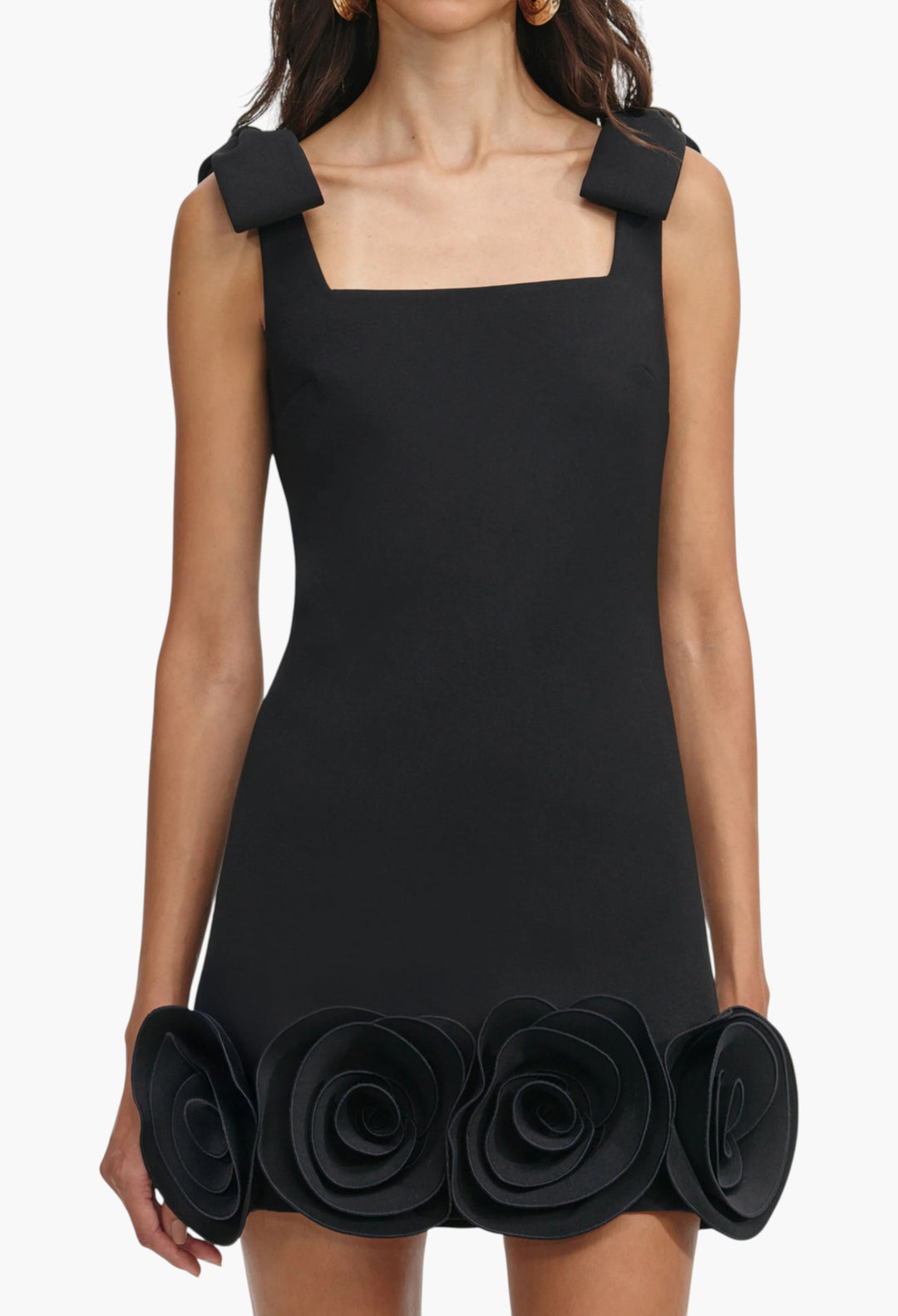 Crepe 3d Flower Mini Dress - GLAM MODA