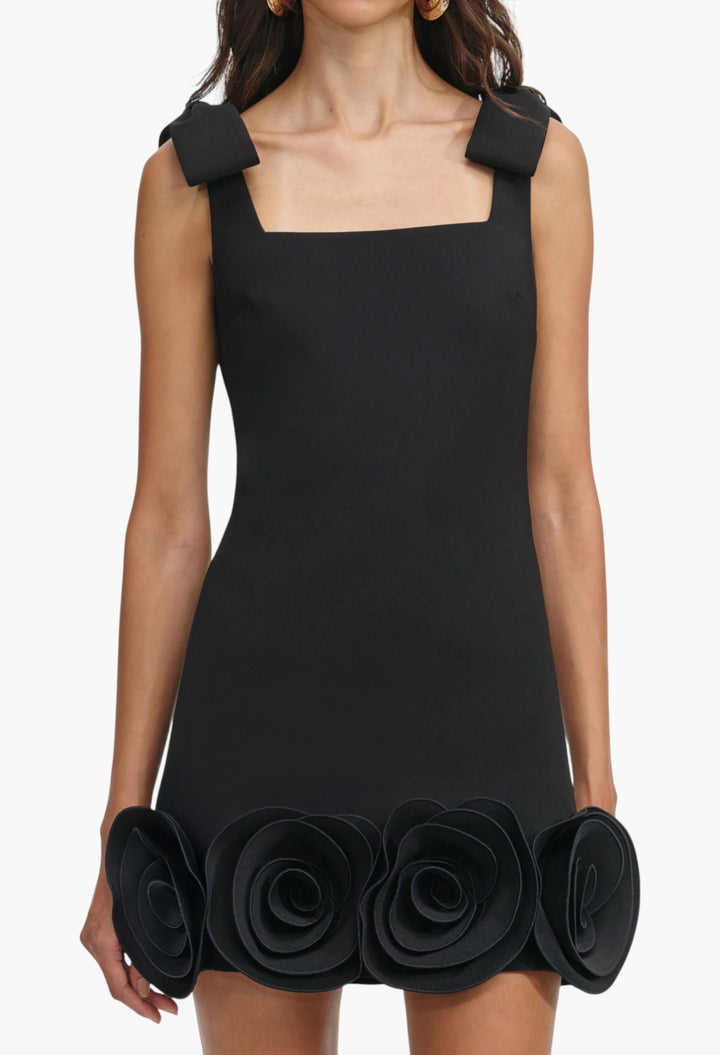 Crepe 3d Flower Mini Dress - GLAM MODA