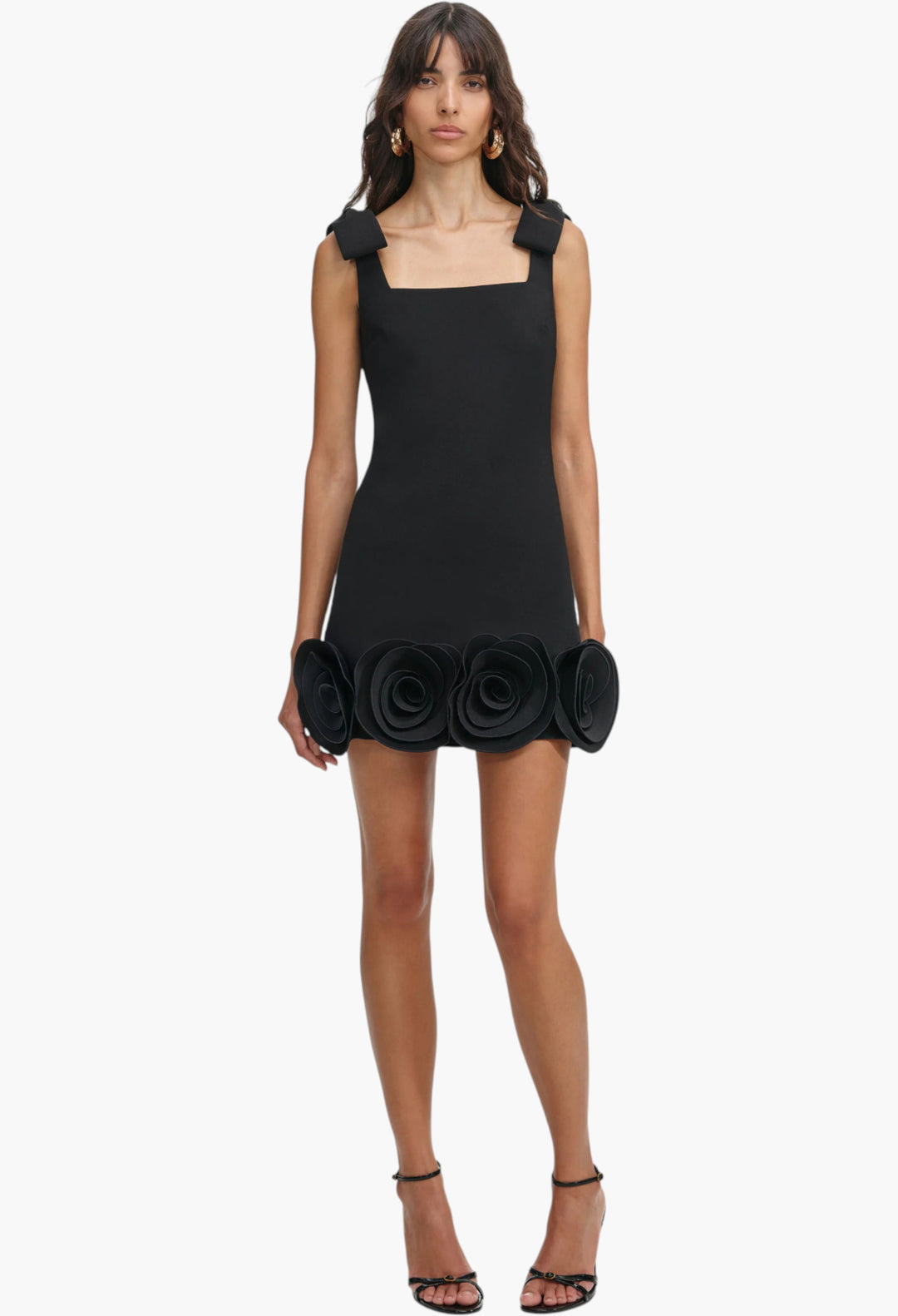 Crepe 3d Flower Mini Dress - GLAM MODA