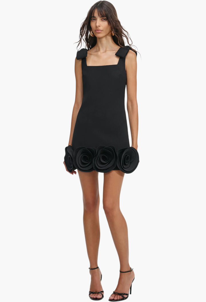 Crepe 3d Flower Mini Dress - GLAM MODA