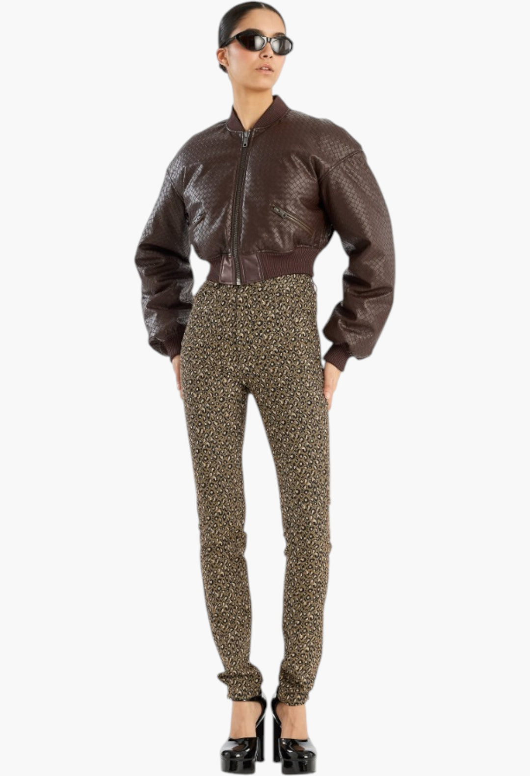 Cropped Puffer Jacket Dark Brown - GLAM MODA