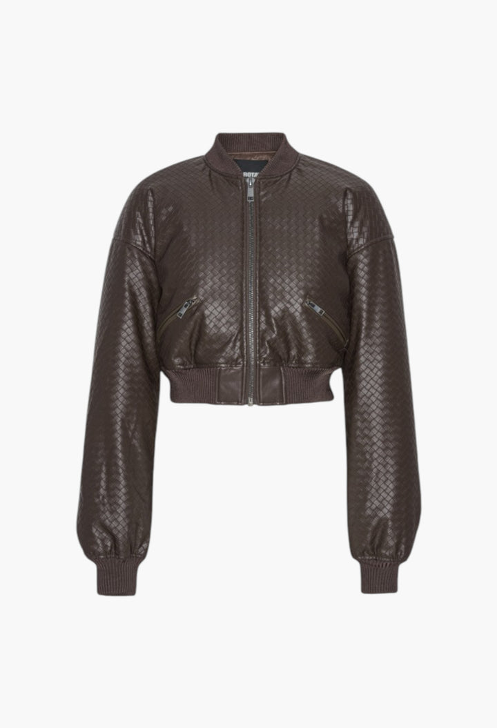 Cropped Puffer Jacket Dark Brown - GLAM MODA