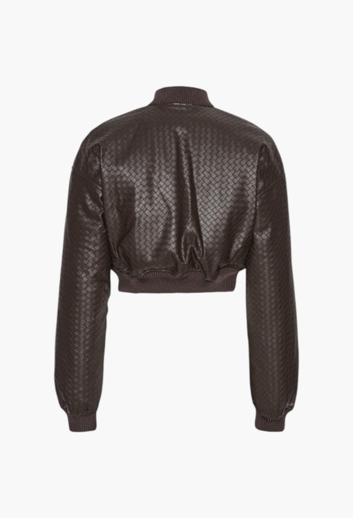 Cropped Puffer Jacket Dark Brown - GLAM MODA