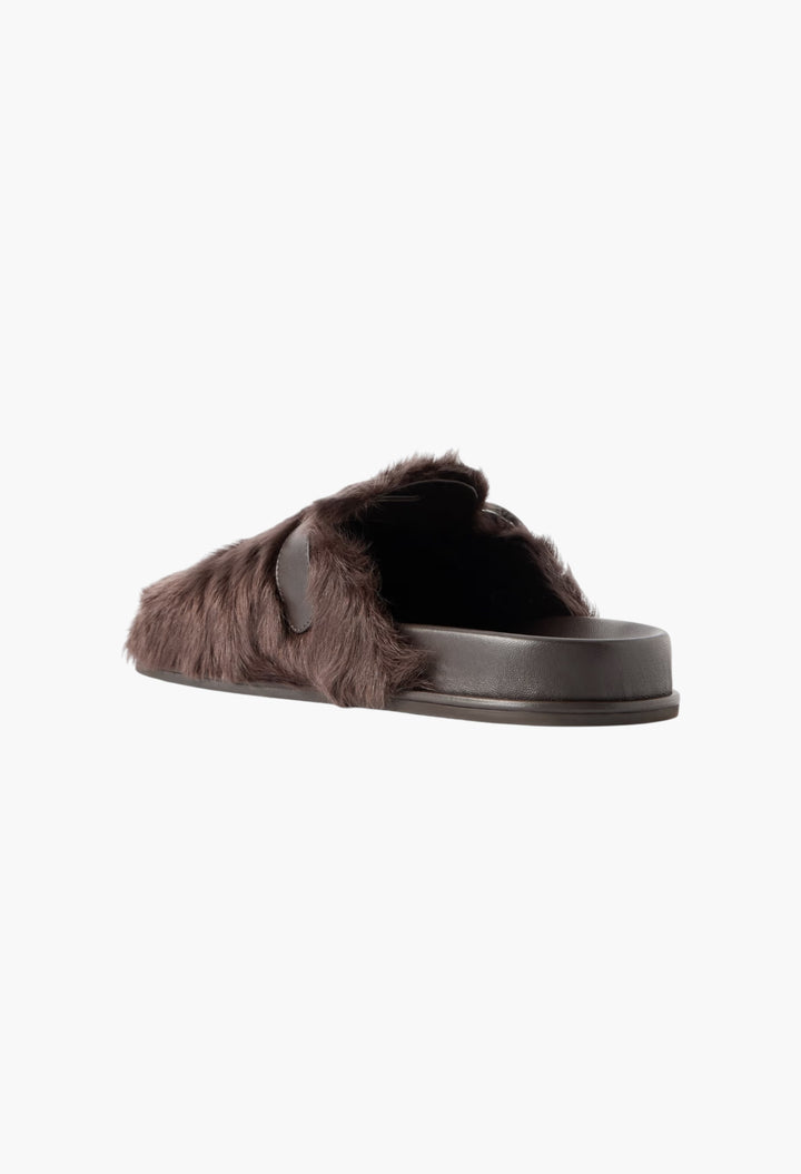 Cuddle Buckled Leather-Trimmed Shearling Mules - GLAM MODA