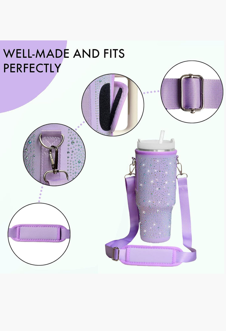 Cup Holder with Strap & Letter Charm - 40 oz - GLAM MODA