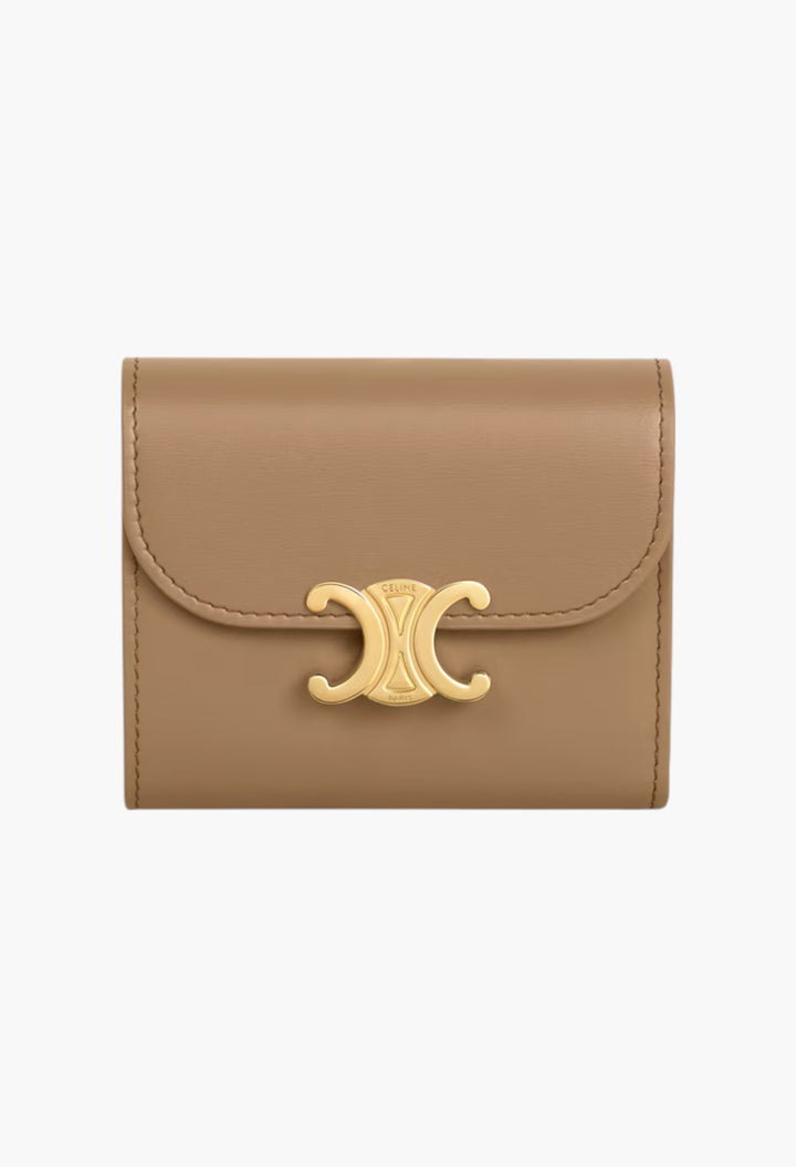 Small Flap Wallet Triomphe In Shiny Calfskin - GLAM MODA