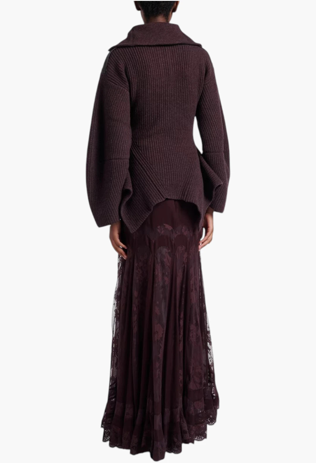Valiant lace and silk maxi skirt