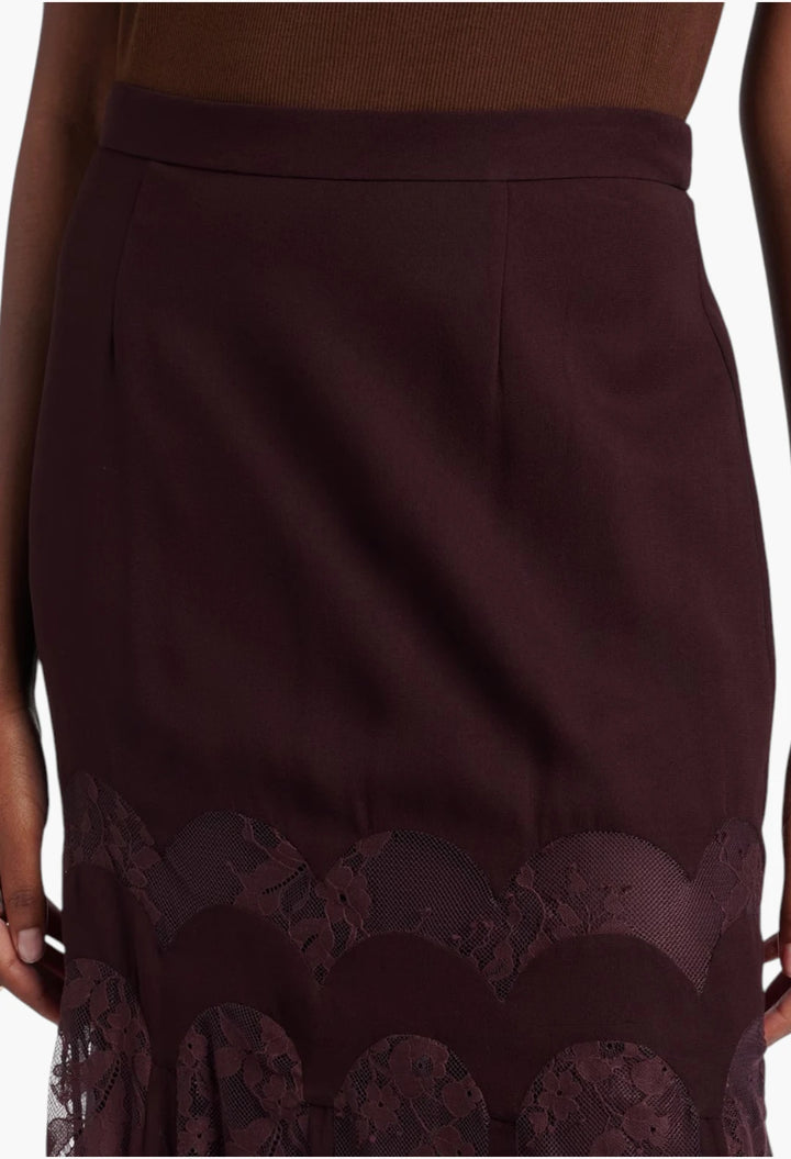 Valiant lace and silk maxi skirt
