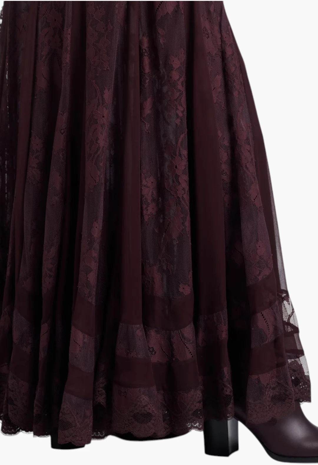 Valiant lace and silk maxi skirt