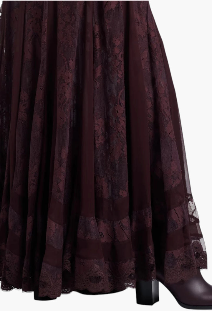 Valiant lace and silk maxi skirt