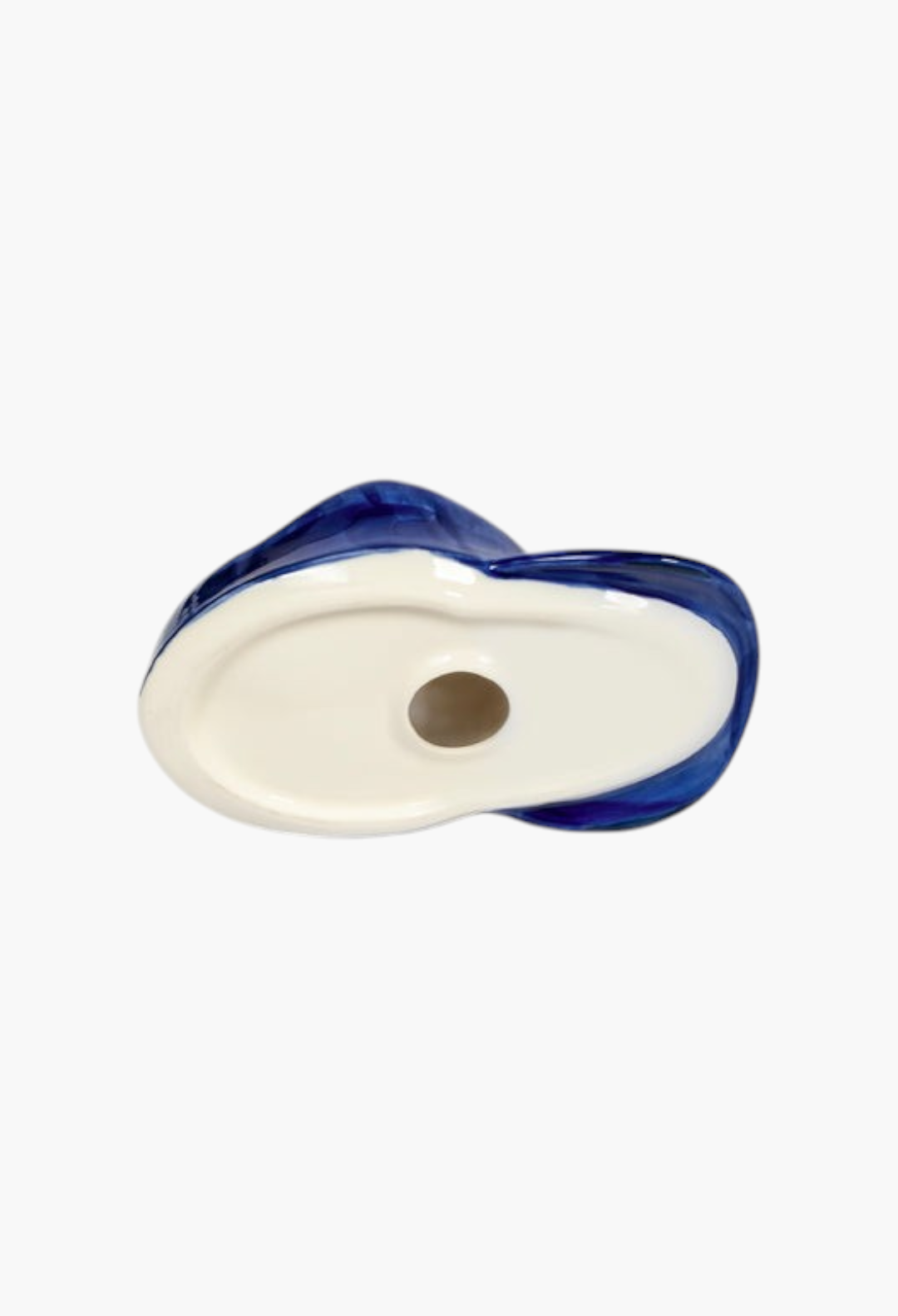 GLAM MODA ceramic incense holder shaped like a blue baseball cap with a white underside and central hole