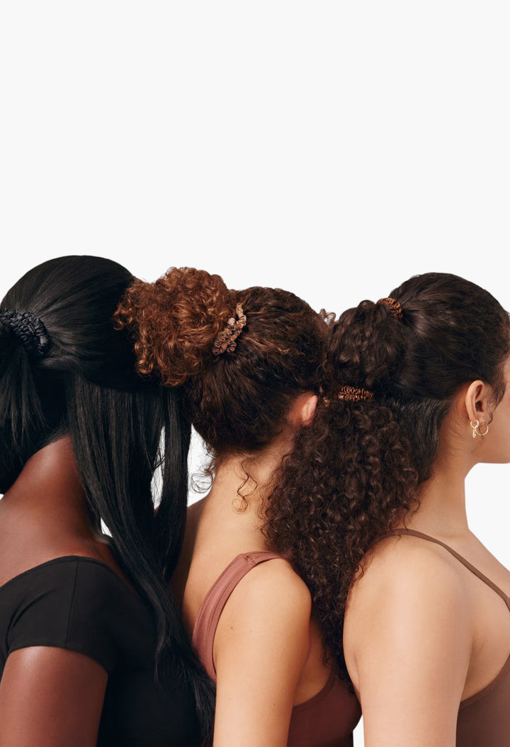 Dark Brown - Slip Pure Silk Skinny Scrunchies - GLAM MODA