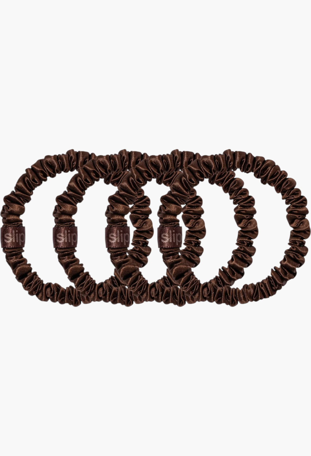 Dark Brown - Slip Pure Silk Skinny Scrunchies - GLAM MODA